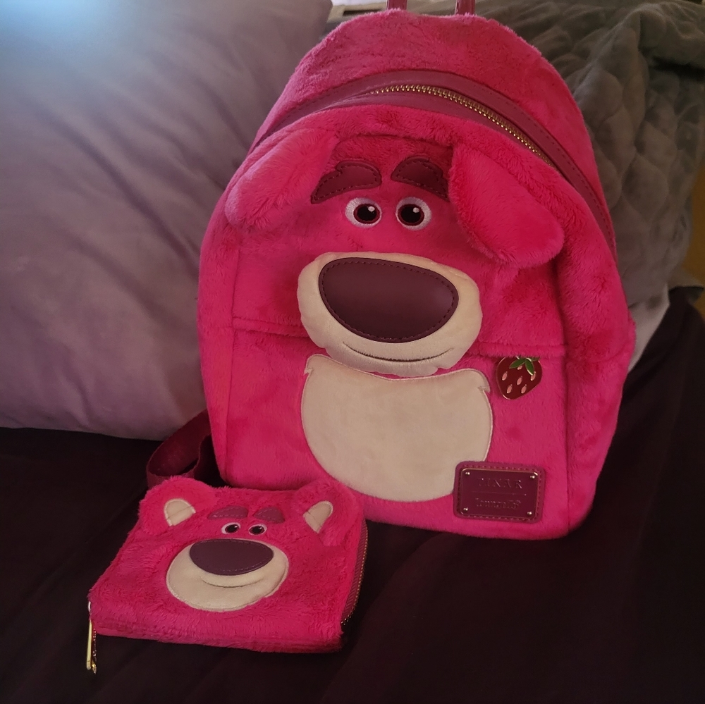 Loungefly Lotso bear backpack with wallet